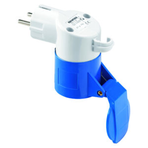 Adaptor 16A shuko ne 2P+T (blu) IP40